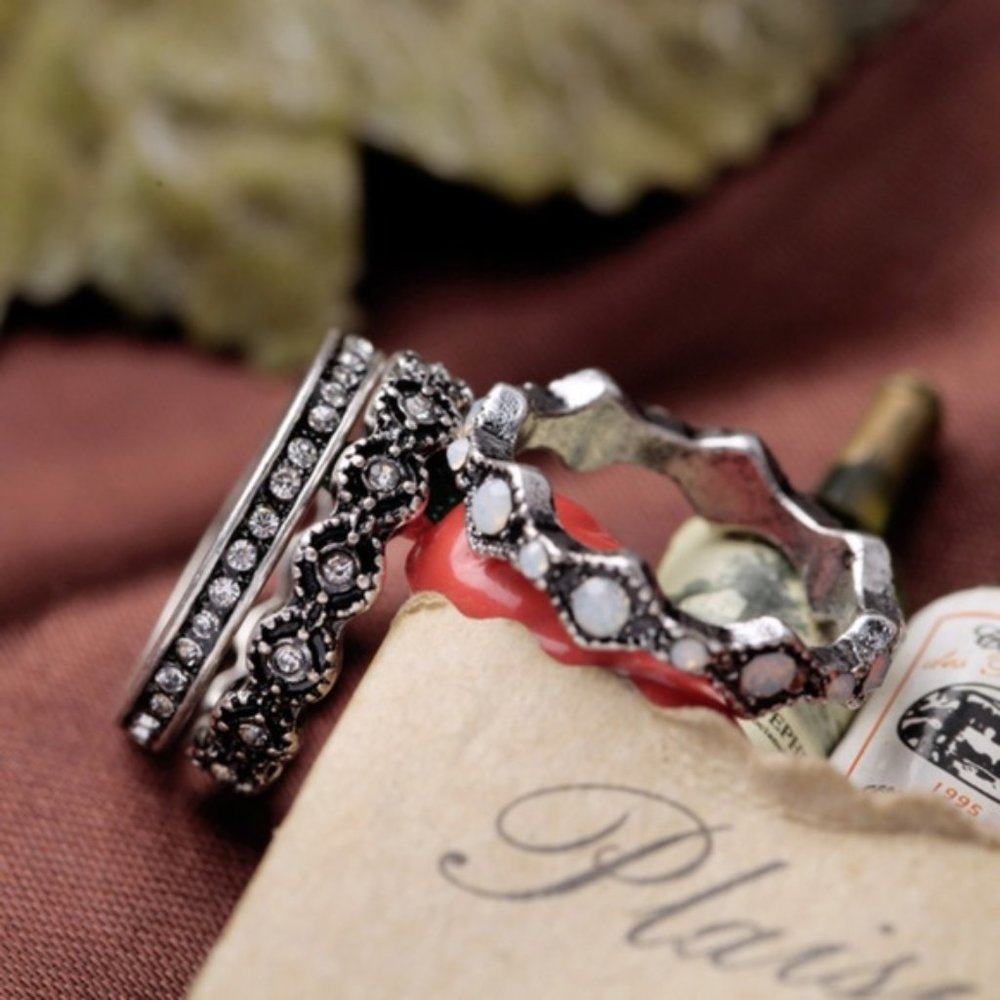 Silver Set of 3 Stacking Rings - Picture 3 of 6